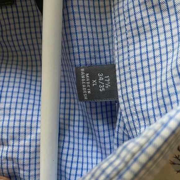 ❤️ Michael Kors sz 17.5 Men 100% cotton long sleeve blue dress button shirt‎ - Picture 8 of 9